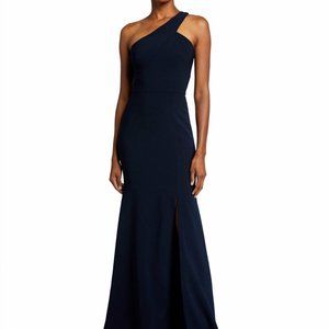 Theia Size 10 Asymmetric One-Shoulder Gown with Slit Msrp $650.00